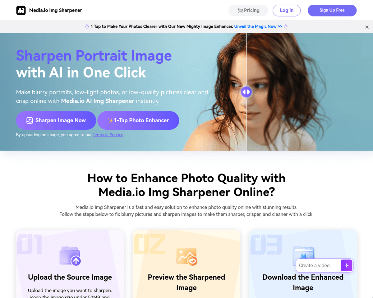 AI Image Sharpener by Media.io