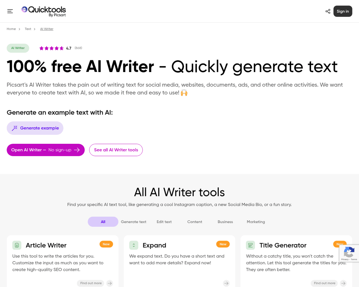 AI Writer by Picsart