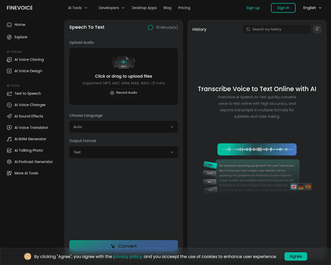 FineVoice Speech to Text