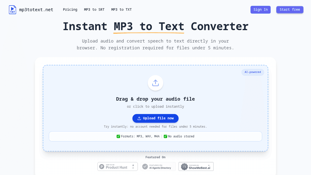 MP3 to Text (TXT/SRT)